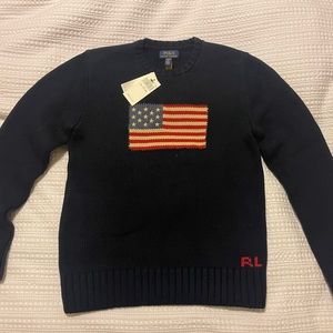 NWT Polo Ralph Lauren Flag Sweater in Navy